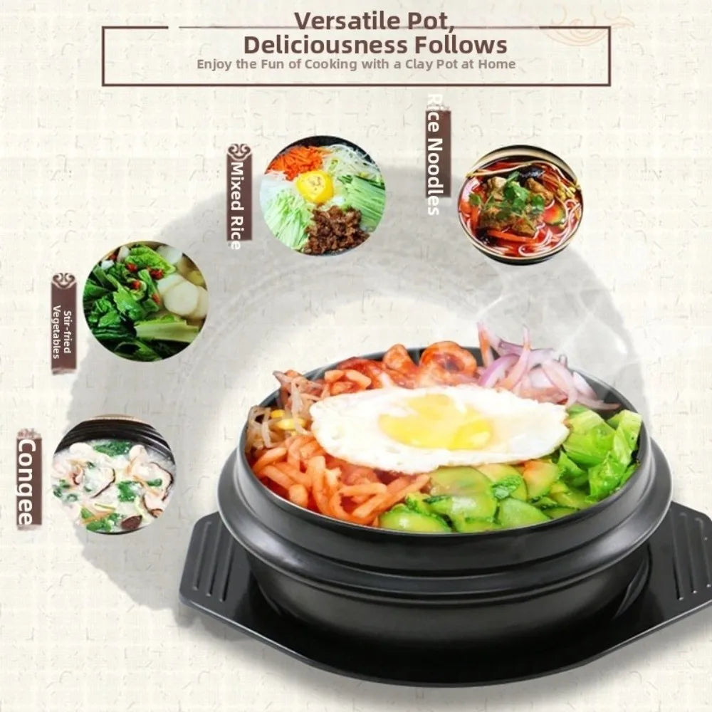 Premium Thickened Korean Stone Pot with Tray Heat-Resistant