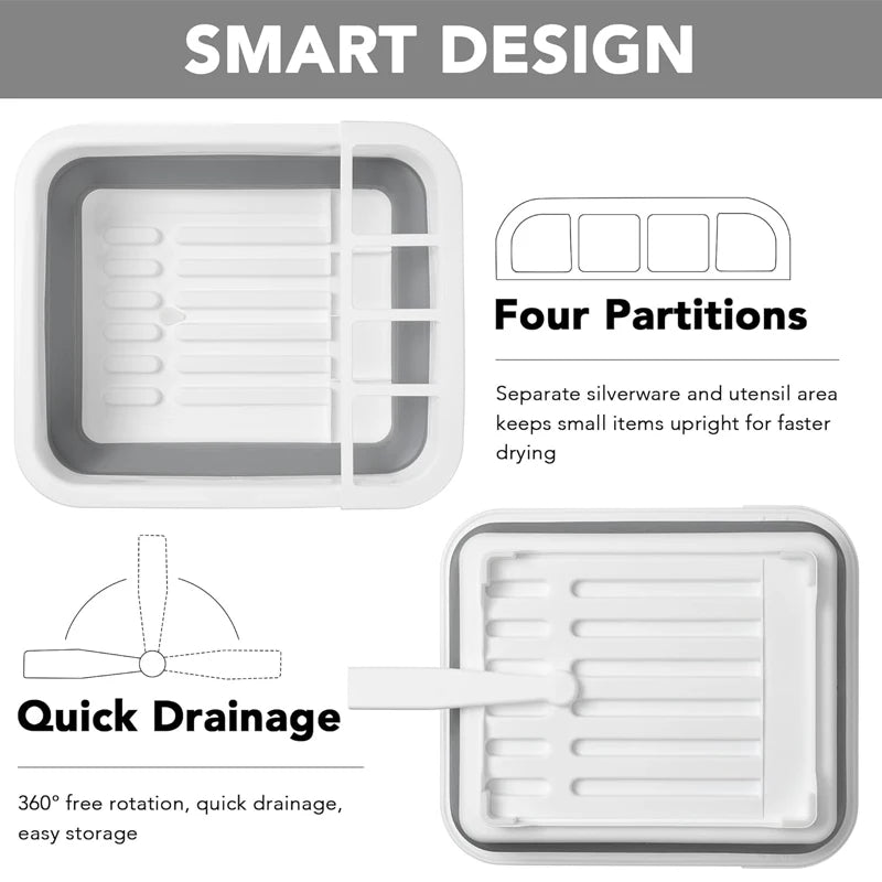 Kitchen Foldable Dish Plate Rack with Drainer