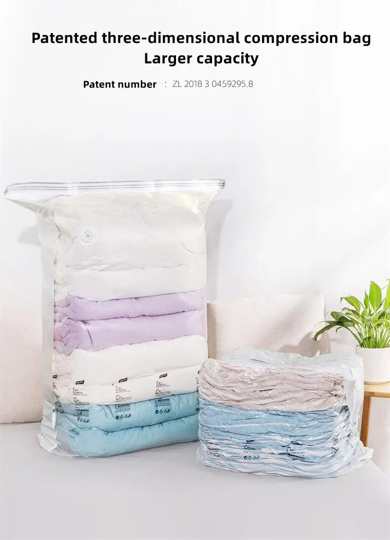 Home Storage Vacuum Bags for Storing Clothes Blankets No Pump Need
