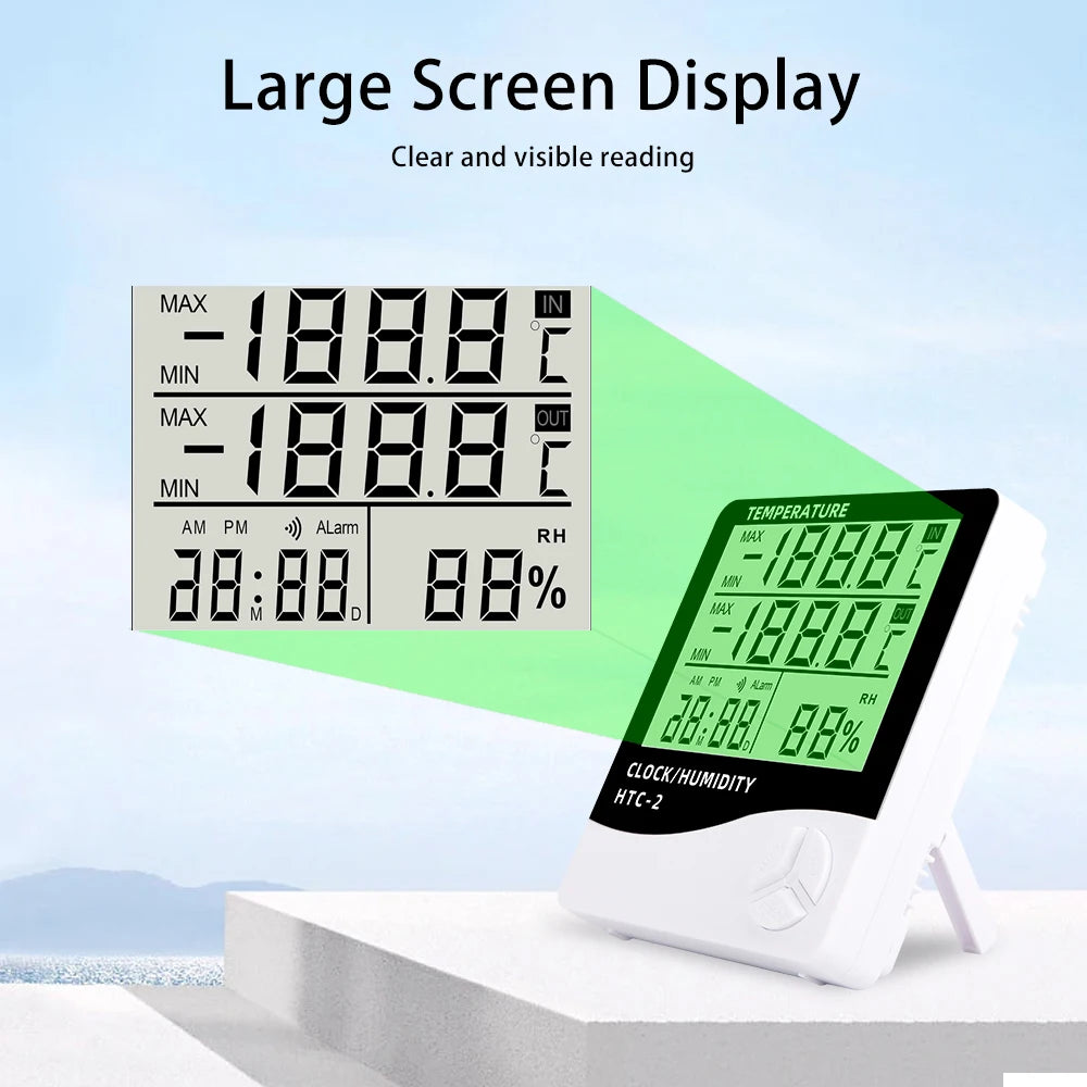 LCD Digital Room Thermometer & Hygrometer – Indoor Outdoor Humidity Meter