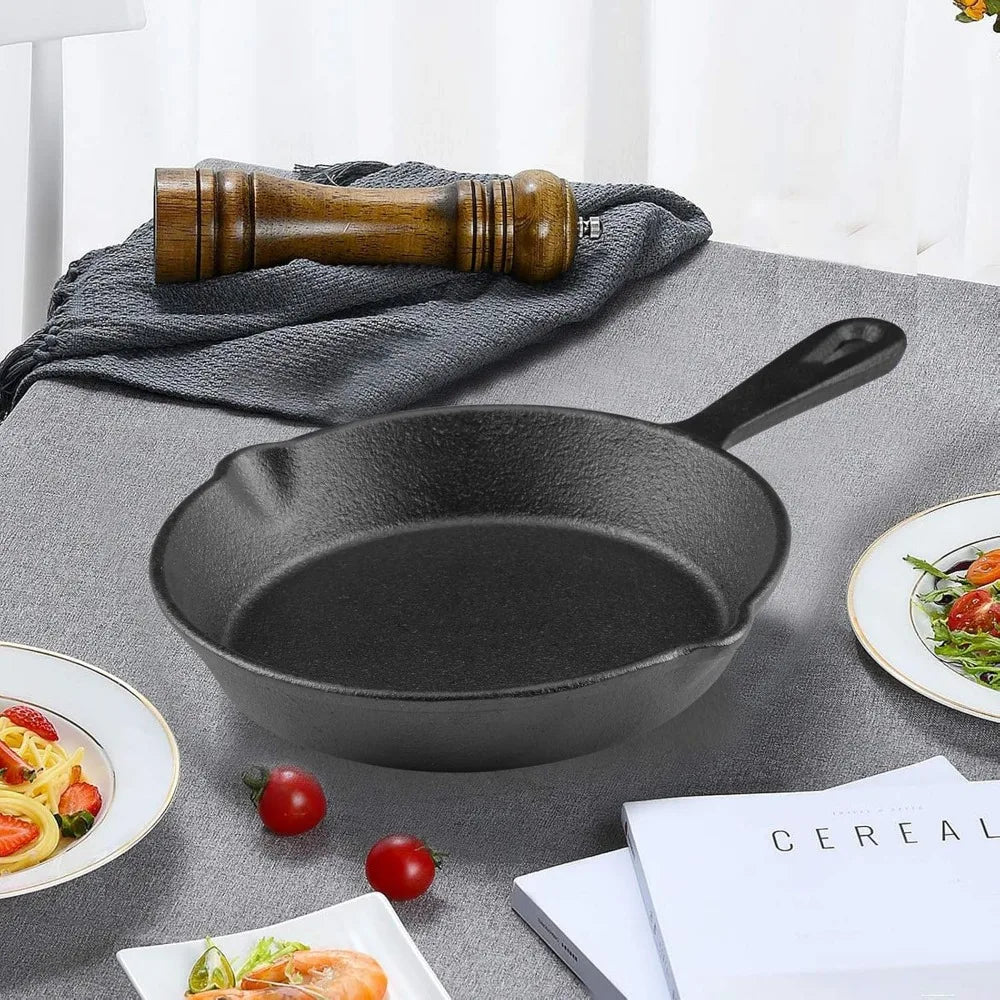 Cast Iron Skillet Frying Pan with Drip-Spout