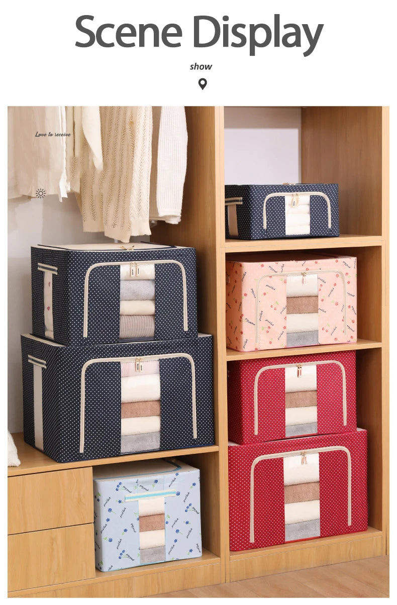 Storage Box Steel Frame Folding Household Clothes Organizer