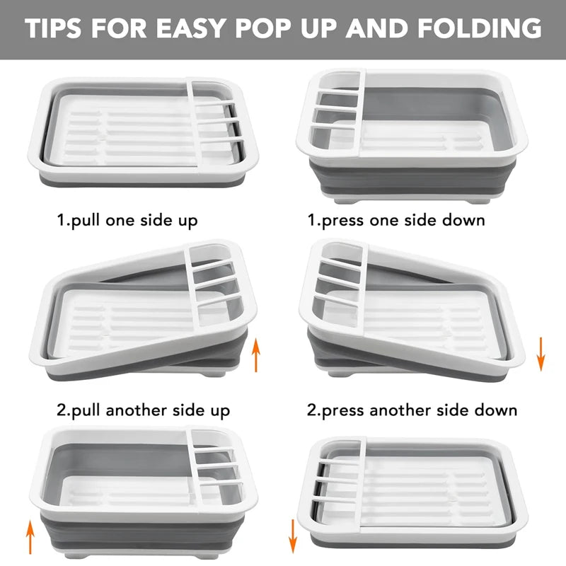 Kitchen Foldable Dish Plate Rack with Drainer
