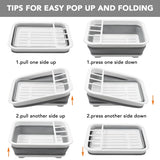Kitchen Foldable Dish Plate Rack with Drainer