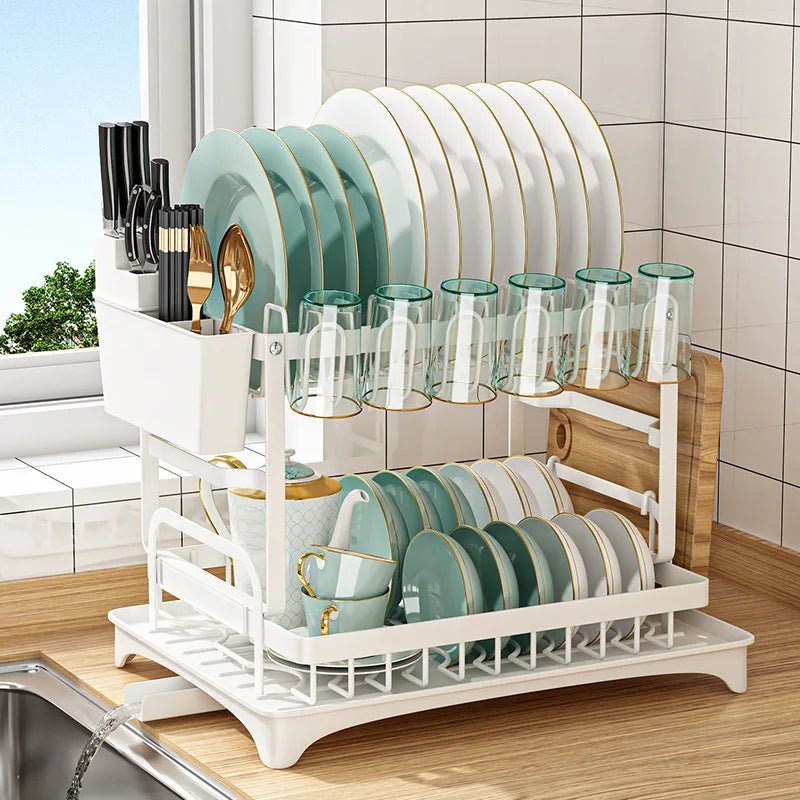 2 Tier Premium Carbon Steel Dish Rack Kitchen Organizer