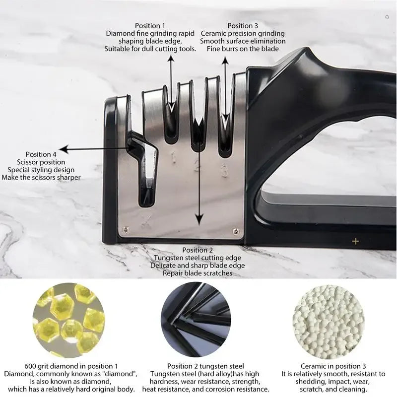 Kitchen 4 Segment Knife Sharpener Multifunctional