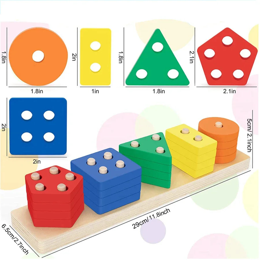 Early Education Geometric Set Columns Building Blocks