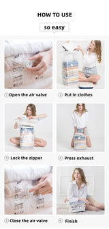 Home Storage Vacuum Bags for Storing Clothes Blankets No Pump Need
