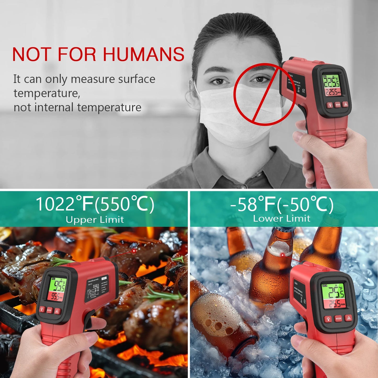 ORIA Non-Contact Infrared Thermometer Gun – Laser Digital Temperature Meter