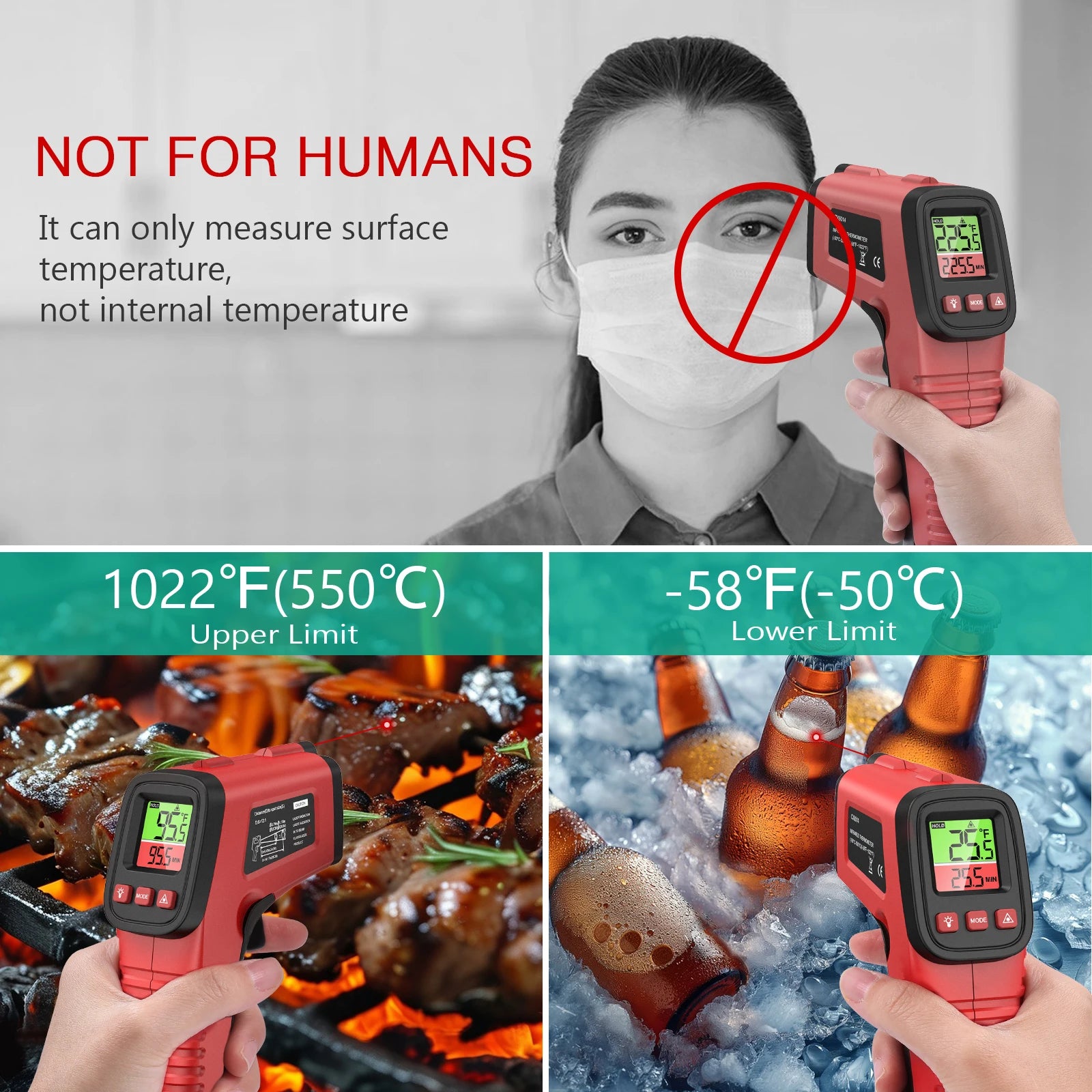 ORIA Non-Contact Infrared Thermometer Gun – Laser Digital Temperature Meter