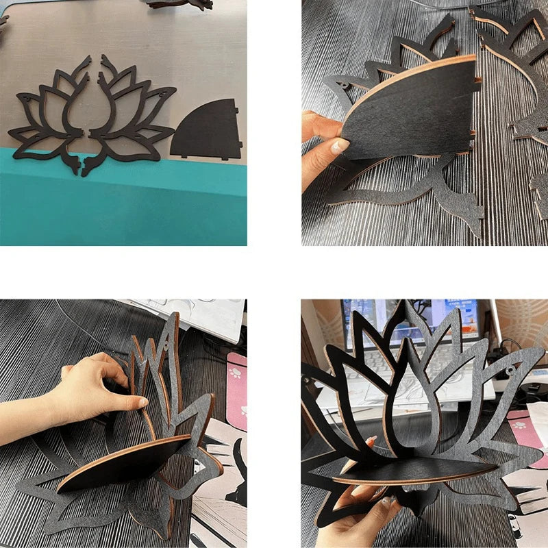Wooden Lotus Hollow Decorative Rack Aromatherapy Organiser Holder