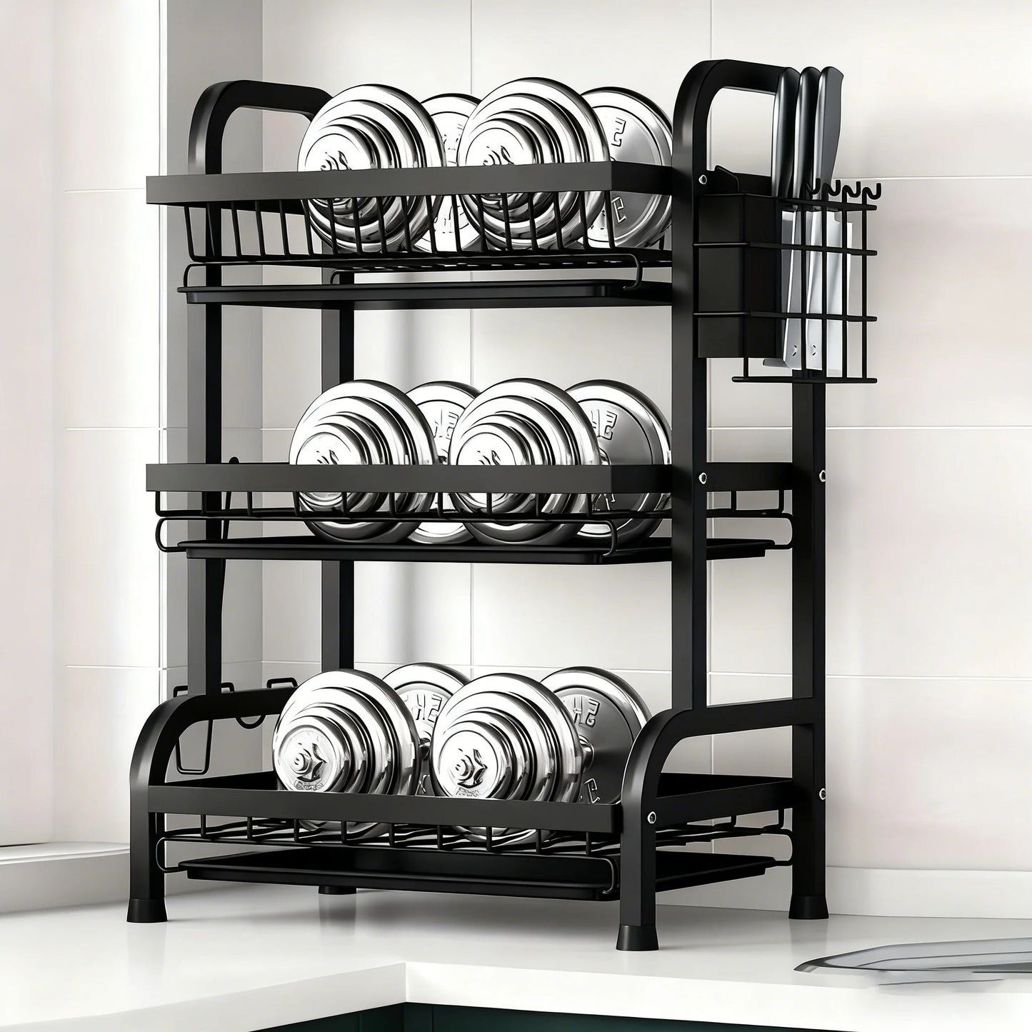 Vertical Multi-Tier Kitchen Countertop Organizer Dish Rack