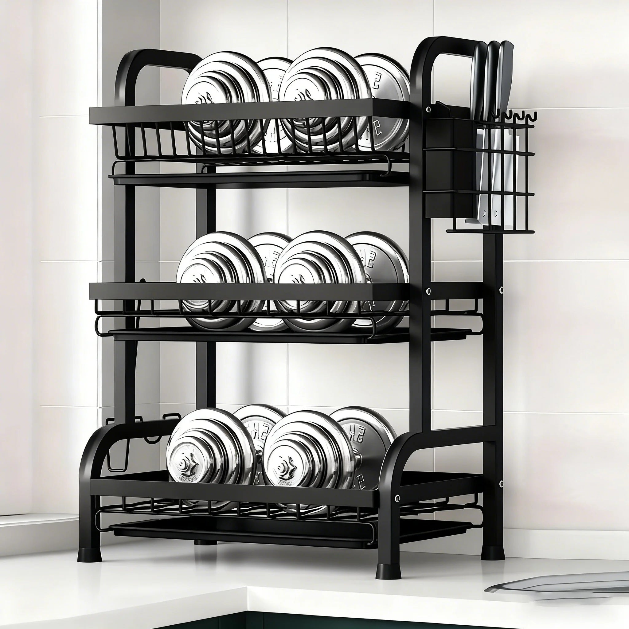 Vertical Multi-Tier Kitchen Countertop Organizer Dish Rack