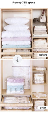 Home Storage Vacuum Bags for Storing Clothes Blankets No Pump Need