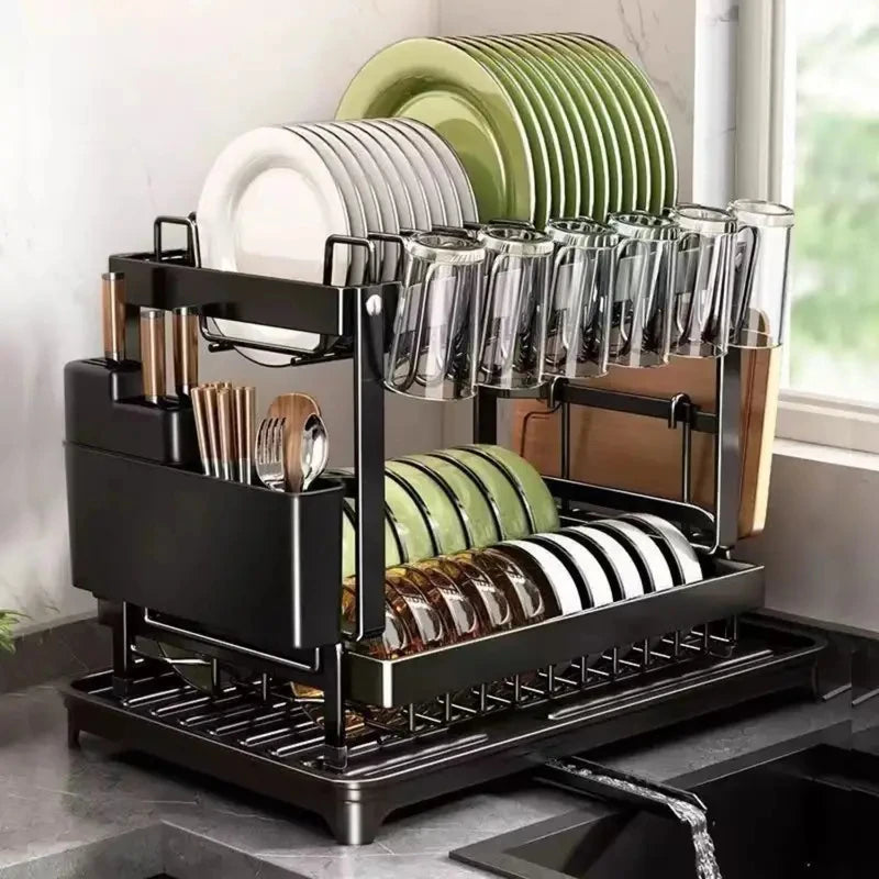 2 Tier Premium Carbon Steel Dish Rack Kitchen Organizer