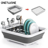 Kitchen Foldable Dish Plate Rack with Drainer