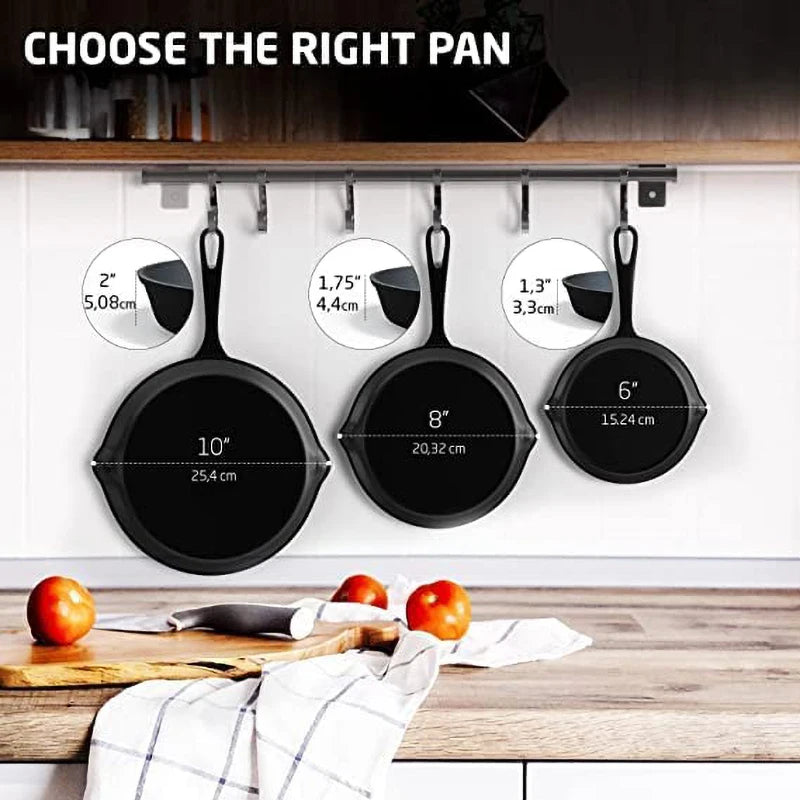 Cast Iron Skillet Frying Pan Iron Cookware Omelets Pancake Pot Oven Safe