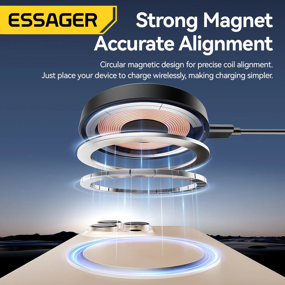 Essager 15W Magnetic Wireless Charger with Foldable Stand – iPhone & AirPods Fast Charging