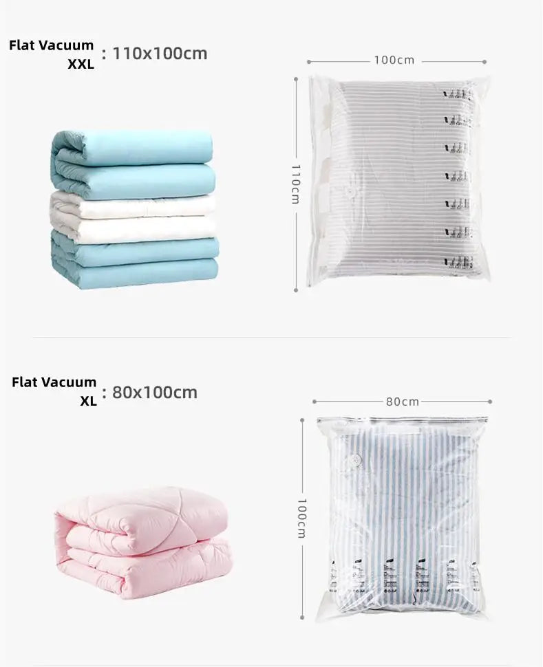 Home Storage Vacuum Bags for Storing Clothes Blankets No Pump Need