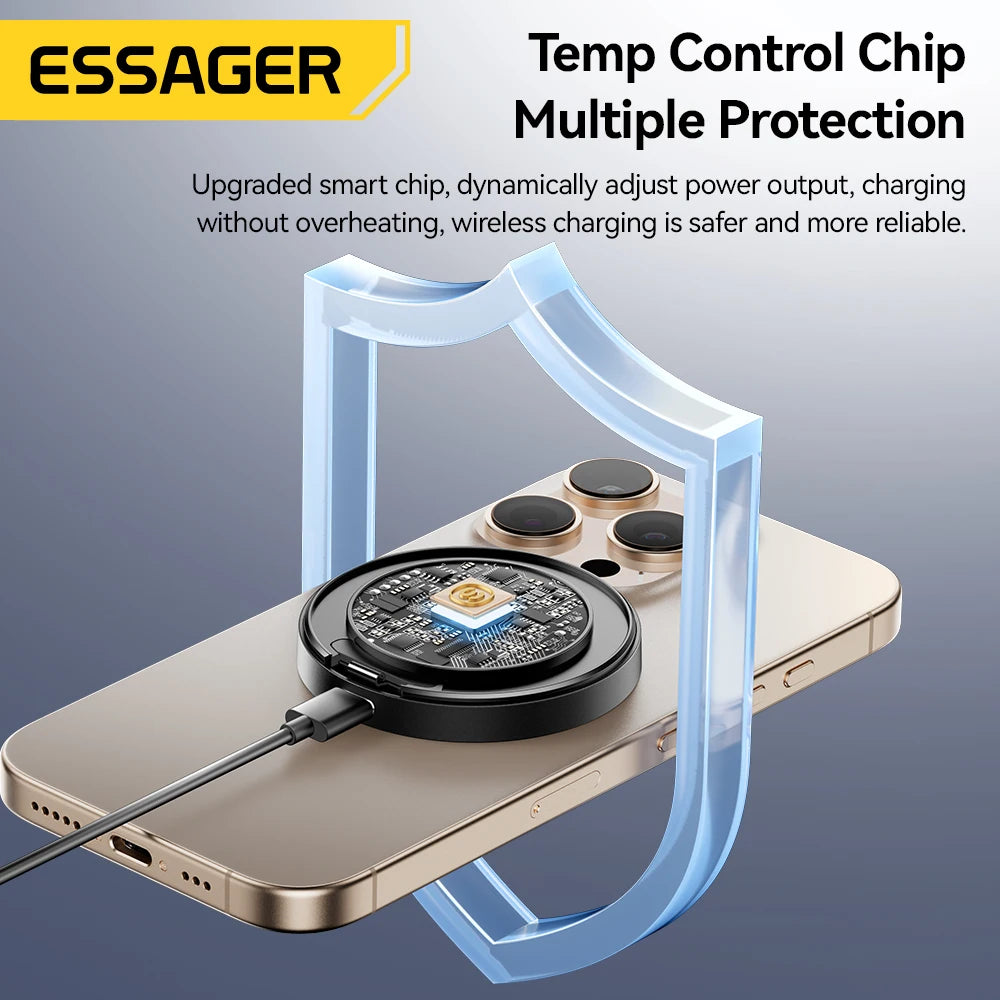 Essager 15W Magnetic Wireless Charger with Foldable Stand – iPhone & AirPods Fast Charging