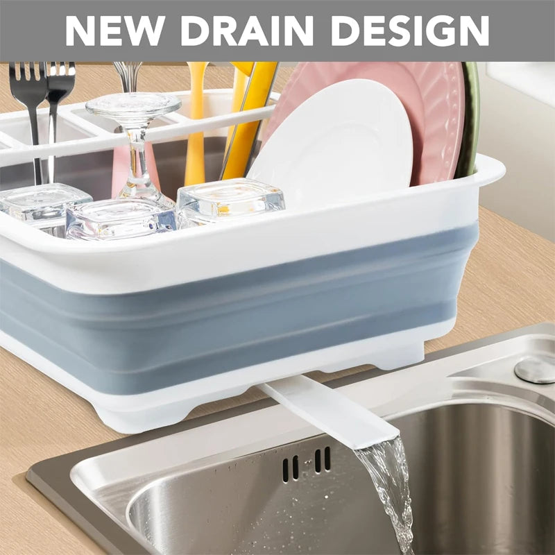 Kitchen Foldable Dish Plate Rack with Drainer