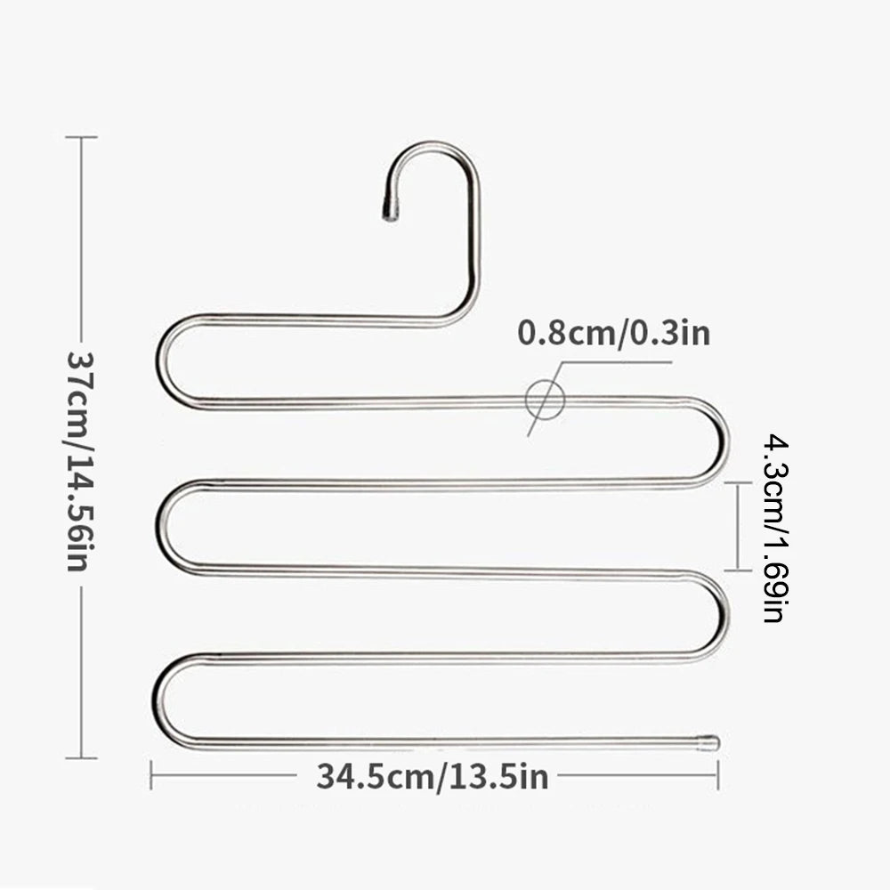 1PC Stainless Steel Pants Rack Five-Layer Multi-Functional Hanger