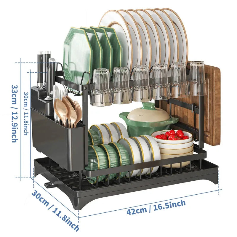 2 Tier Premium Carbon Steel Dish Rack Kitchen