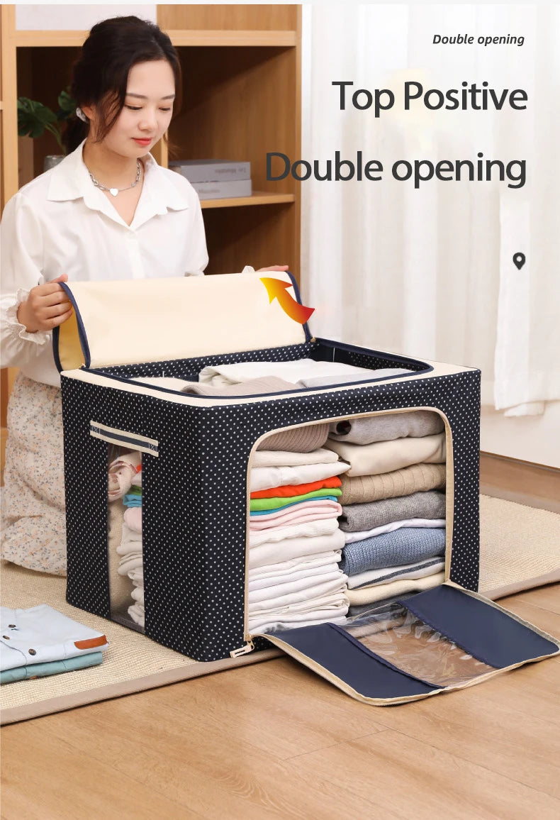 Storage Box Steel Frame Folding Household Clothes Organizer
