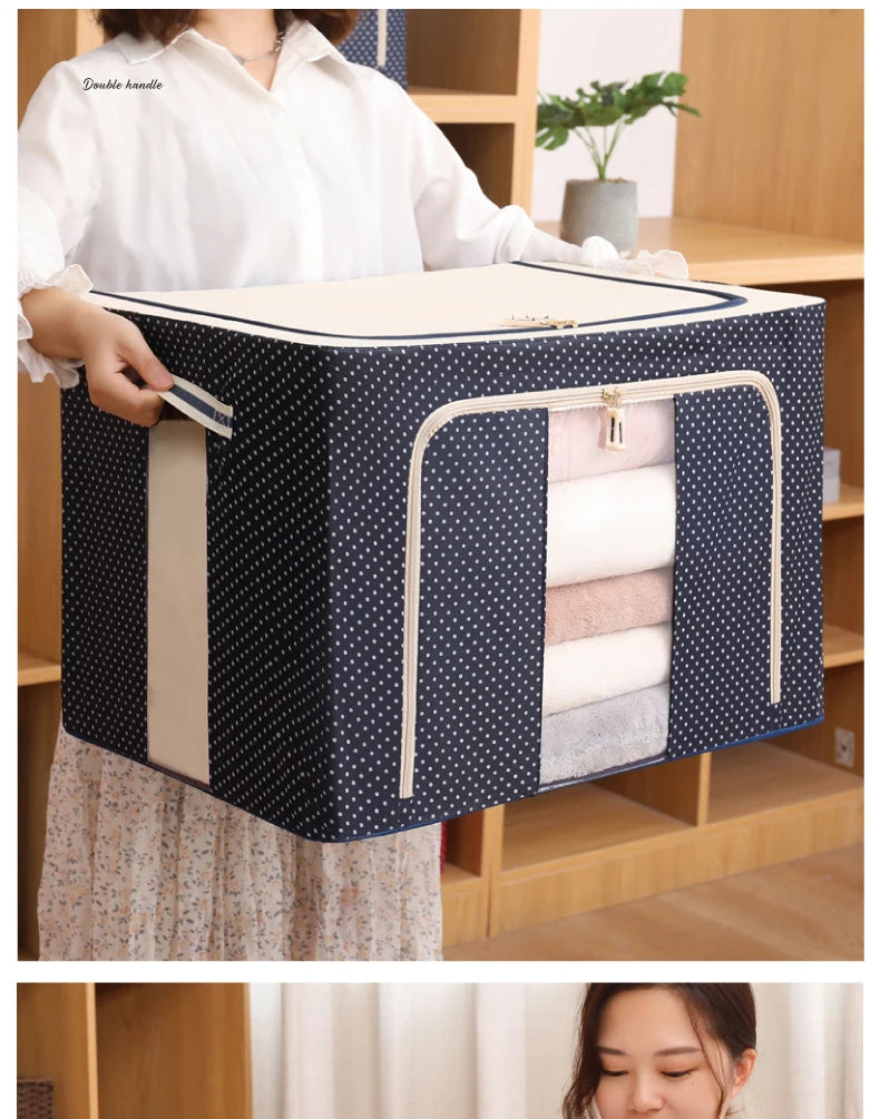 Storage Box Steel Frame Folding Household Clothes Organizer