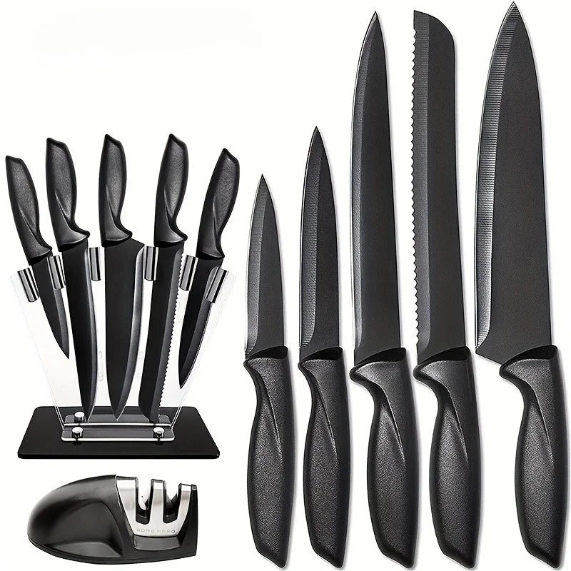 Kitchen Knife 7-piece Set, Black Professional Stainless Steel