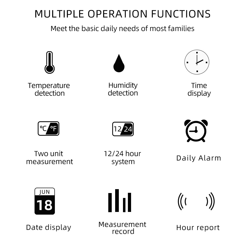 LCD Digital Room Thermometer & Hygrometer – Indoor Outdoor Humidity Meter