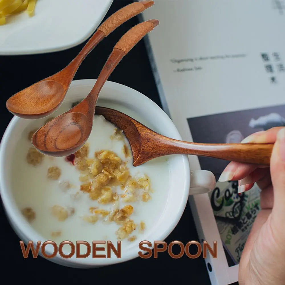 Wooden Spoon Japanese Lacquer Long Handle