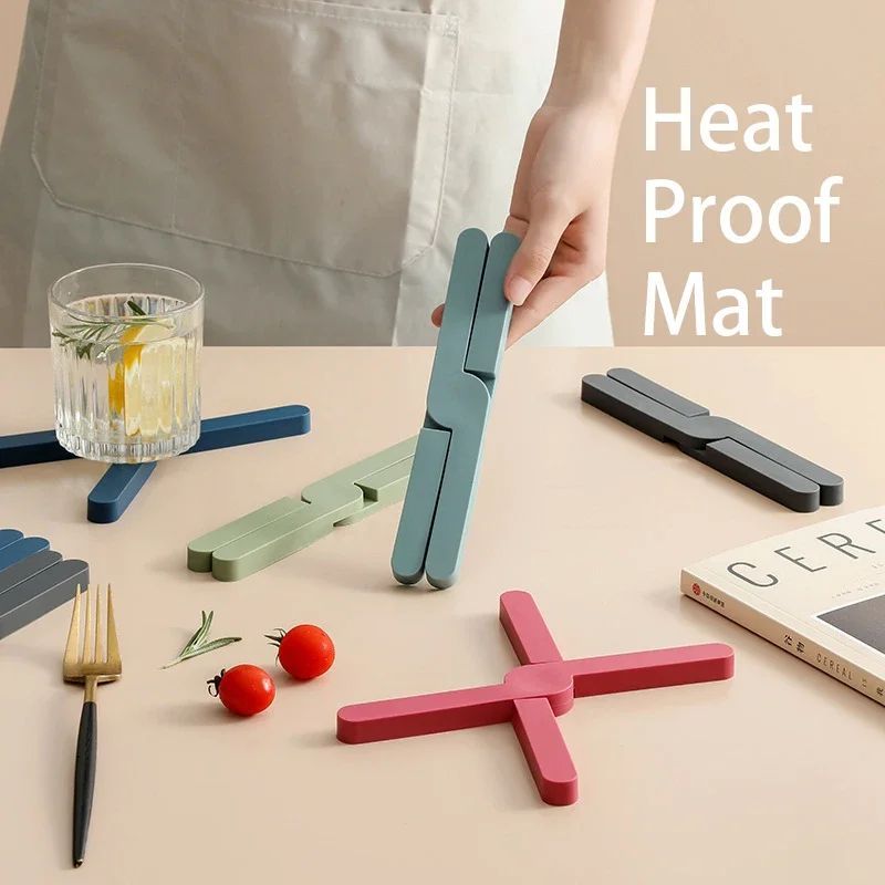 Silicone X Shaped Heat Resistant Foldable Pot Pan Mat