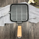 Cast Iron Camping Steak Skillet Folding Handle Grill Pan