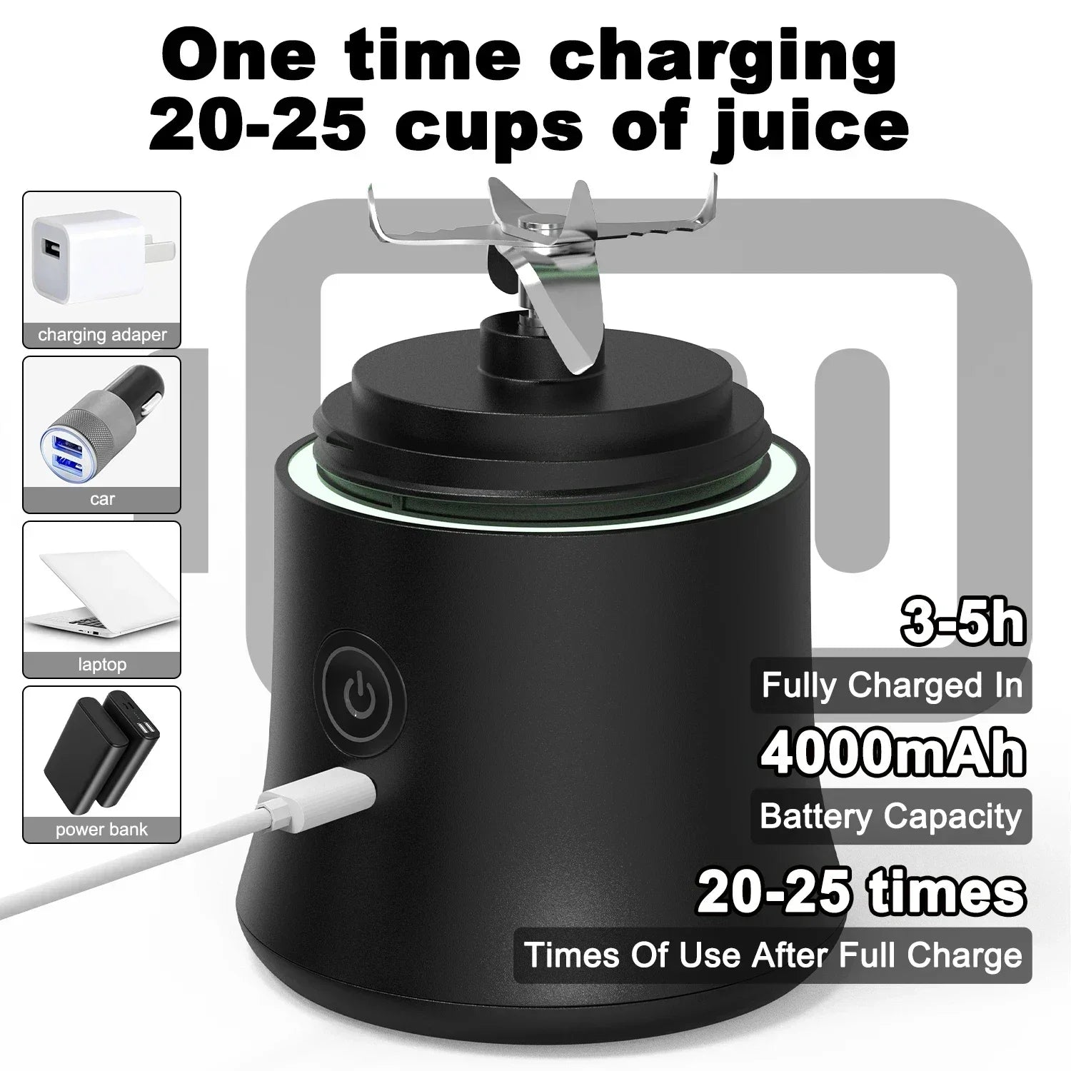 Portable Blender 600ML Electric Juicer Fruit Mixers