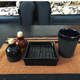 Square Ceramic Soap Dish Sleek Black Minimalist Design