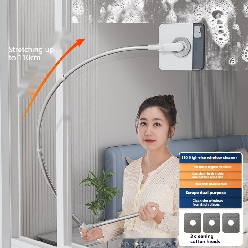 U-Shaped High-Rise Window Cleaner – Telescopic Arc Rod for Safe HDB & Condo Cleaning