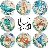 8PCS Ocean Series Painting Coaster Wooden Set