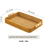 Rattan Design Plastic Bread Serving Rectangular Tray