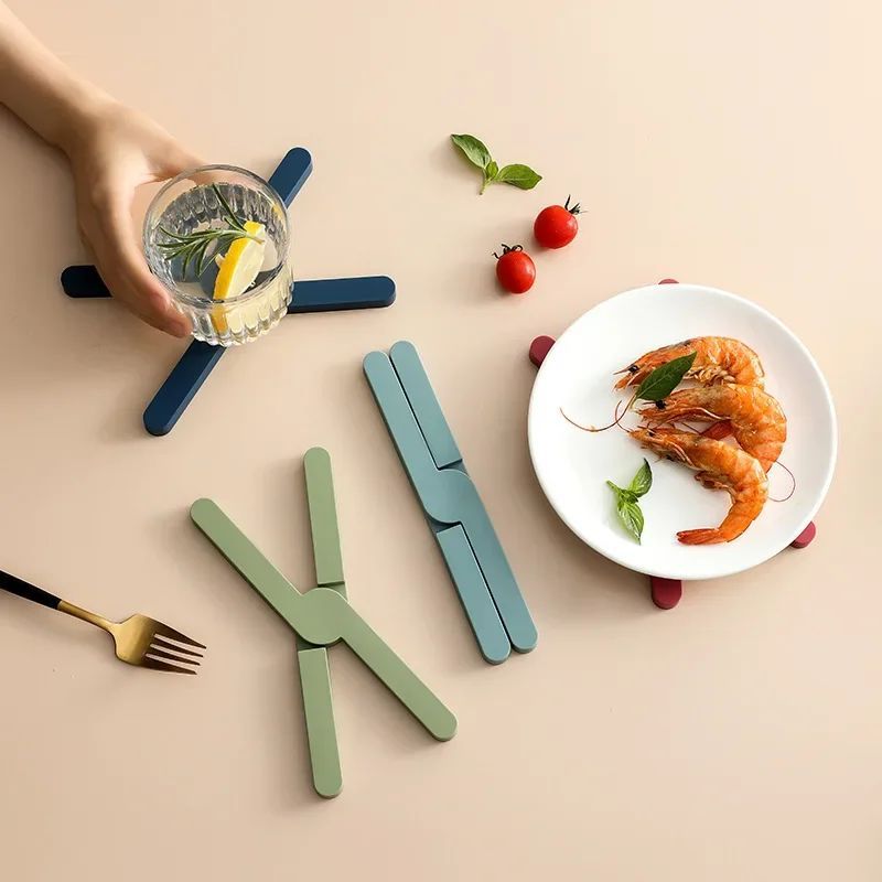Silicone X Shaped Heat Resistant Foldable Pot Pan Mat