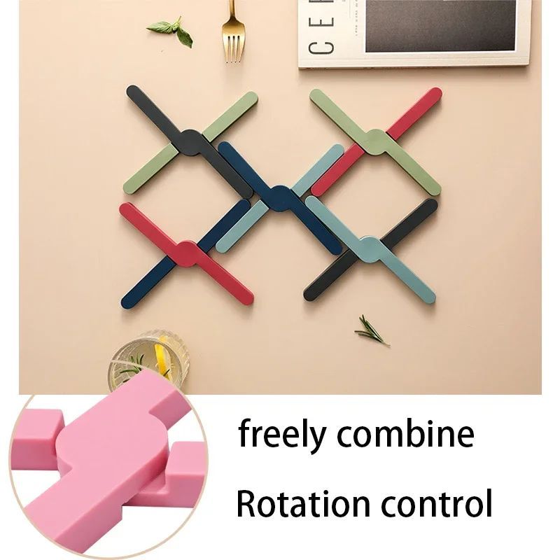 Silicone X Shaped Heat Resistant Foldable Pot Pan Mat