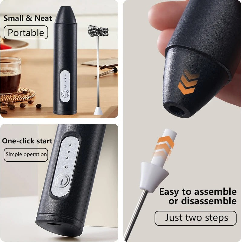 Electric Milk Frother Coffee Handheld USB Charging
