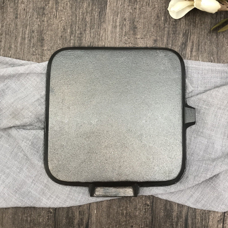 Cast Iron Camping Steak Skillet Folding Handle Grill Pan