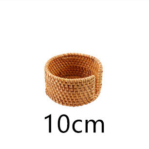 Woven Rattan Coaster Set with Holder
