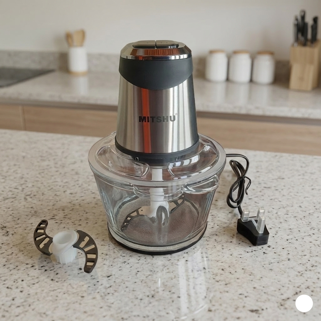 MITSHU Electric Food Chopper with Glass Bowl 1.8 L