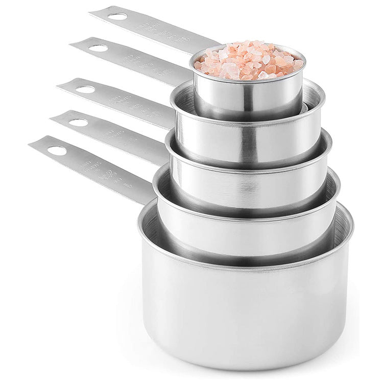 5-Piece Stainless Steel Measuring Cup Set – Baking Essentials with Scale Markings