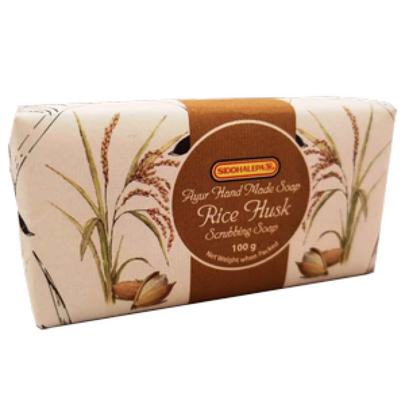 handmade soaps features natural rice husk exfoliants, providing gentle yet effective cleansing for the skin.