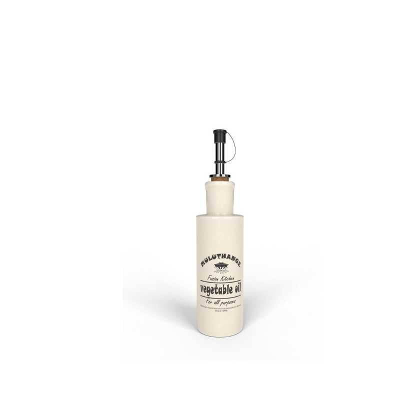Muluthange Bottle with Drizzler labeled for vegetable oil, stylish ceramic oil bottle for organized kitchen use. Shop now on Bamagate.com.